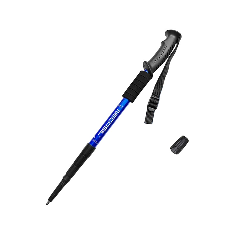 Ultralight, panloob na locking aluminum alloy straight handle trekking pole na may telescopic strap at shock absorption.
