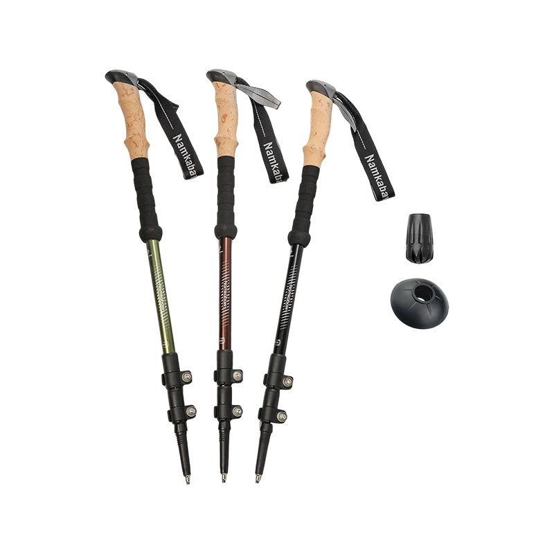 Maaaring iurong ang panlabas na locking hiking pole, trekking pole, aluminum alloy hiking sticks